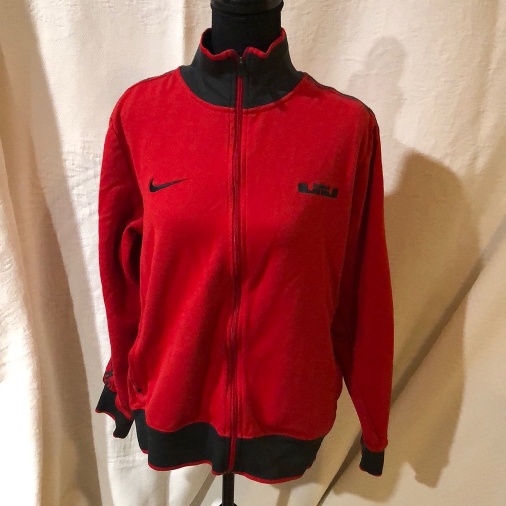 Nike Lebron sample red and dark gray zip up jacket, size large
